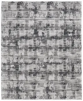9' X 13' Gray and Ivory Abstract Power Loom Area Rug