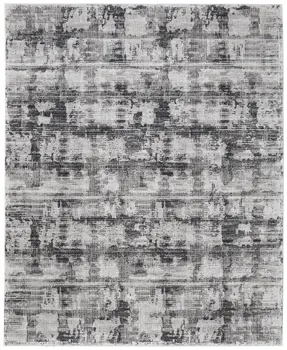 9' X 13' Gray and Ivory Abstract Power Loom Area Rug