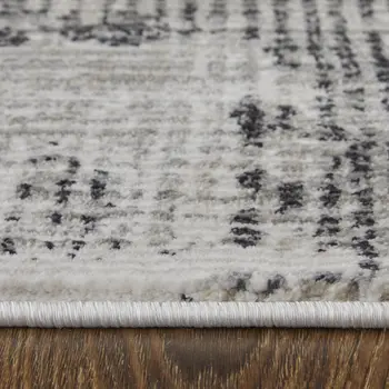 2' X 3' Gray and Ivory Abstract Power Loom Area Rug