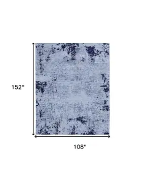 9' X 13' Light Blue and Black Abstract Power Loom Area Rug