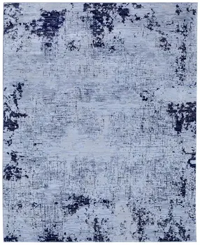 2' X 3' Light Blue and Black Abstract Power Loom Area Rug