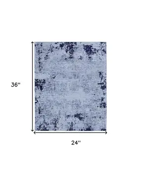 2' X 3' Light Blue and Black Abstract Power Loom Area Rug