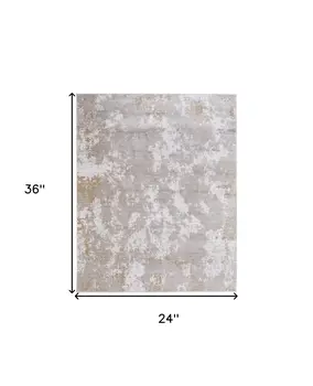 2' X 3' Gray Brown and Ivory Abstract Power Loom Area Rug