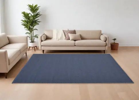 8' X 10' Blue Hand Woven Area Rug