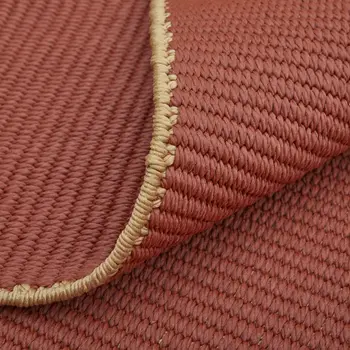 5' X 8' Red and Tan Hand Woven Area Rug
