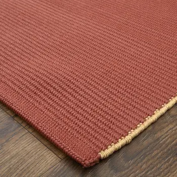 8' X 10' Red and Tan Hand Woven Area Rug
