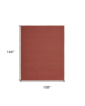 9' X 12' Red and Tan Hand Woven Area Rug