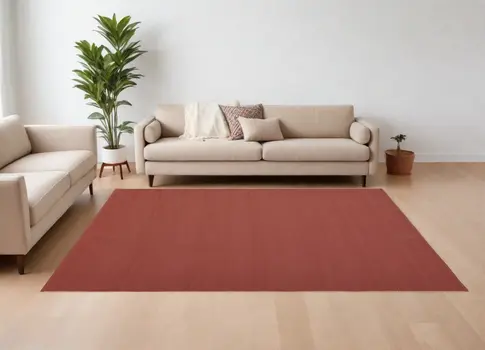 9' X 12' Red and Tan Hand Woven Area Rug