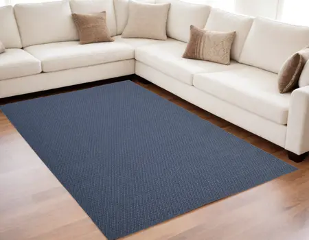 5' X 8' Blue Hand Woven Area Rug