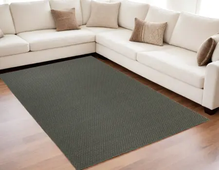 5' X 8' Green Hand Woven Area Rug
