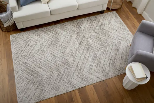 10' X 14' Ivory and Brown Geometric Power Loom Area Rug