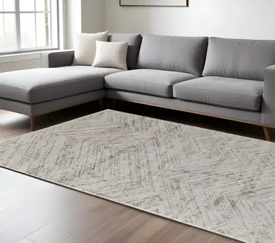 12' X 15' Ivory And Brown Geometric Area Rug