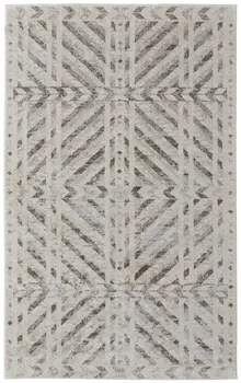 4' X 6' Ivory and Brown Geometric Power Loom Area Rug