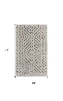 4' X 6' Ivory and Brown Geometric Power Loom Area Rug