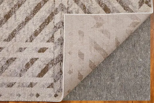 4' X 6' Ivory and Brown Geometric Power Loom Area Rug
