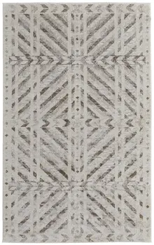 4' X 6' Ivory and Brown Geometric Power Loom Area Rug