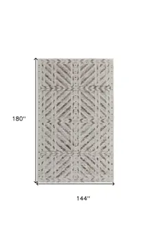 12' X 15' Ivory and Brown Geometric Power Loom Area Rug