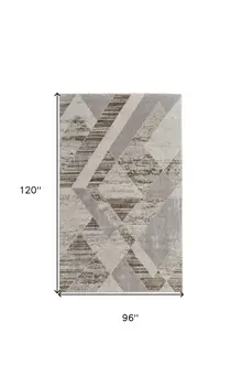 8' X 10' Ivory Gray and Brown Geometric Power Loom Area Rug