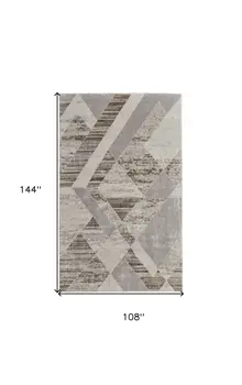 9' X 12' Ivory Gray and Brown Geometric Power Loom Area Rug