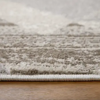 2' X 3' Ivory Gray and Brown Geometric Power Loom Area Rug