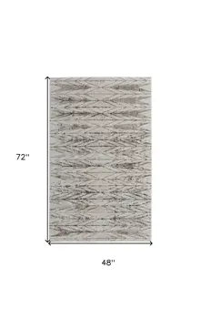 4' X 6' Ivory and Brown Geometric Power Loom Area Rug