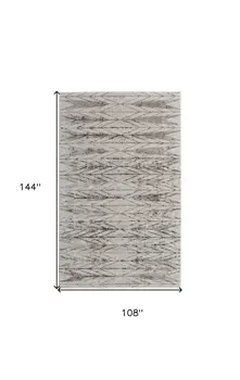 9' X 12' Ivory and Brown Geometric Power Loom Area Rug