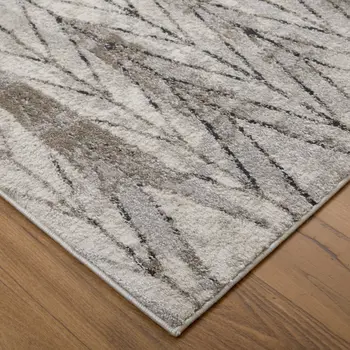 2' X 3' Ivory and Brown Geometric Power Loom Area Rug