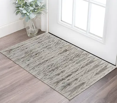 2' X 3' Ivory and Brown Geometric Power Loom Area Rug