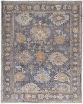 8' X 10' Blue Gray and Tan Oriental Hand Knotted Worn Faded Area Rug