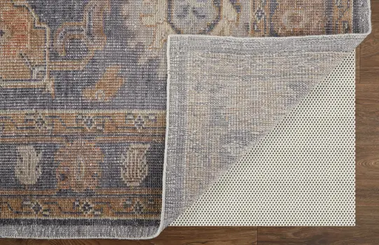 8' X 10' Blue Gray and Tan Oriental Hand Knotted Worn Faded Area Rug