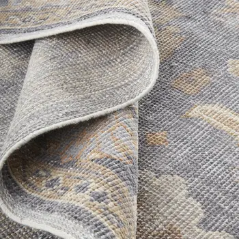 8' X 10' Blue Gray and Tan Oriental Hand Knotted Worn Faded Area Rug