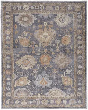 8' X 10' Blue Gray and Tan Oriental Hand Knotted Worn Faded Area Rug