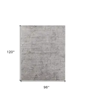 8' X 10' Gray and Ivory Abstract Hand Woven Worn Faded Area Rug