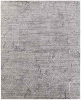 10' X 14' Gray and Ivory Abstract Hand Woven Worn Faded Area Rug