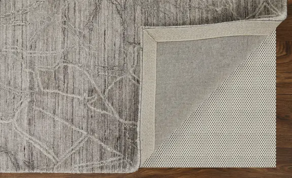 10' X 14' Gray and Ivory Abstract Hand Woven Worn Faded Area Rug