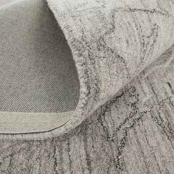 2' X 3' Gray and Ivory Abstract Hand Woven Worn Faded Area Rug