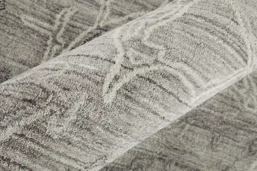 2' X 3' Gray and Ivory Abstract Hand Woven Worn Faded Area Rug