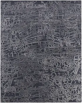4' X 6' Black Gray and Ivory Abstract Hand Woven Area Rug