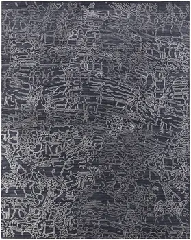 4' X 6' Black Gray and Ivory Abstract Hand Woven Area Rug