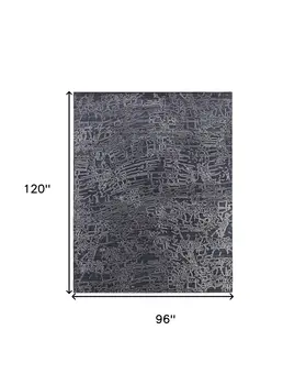 8' X 10' Black Gray and Ivory Abstract Hand Woven Area Rug