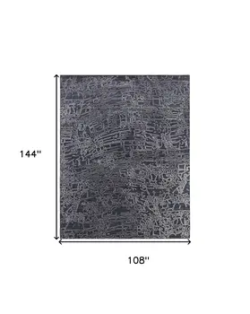 9' X 12' Black Gray and Ivory Abstract Hand Woven Area Rug