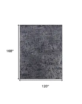 10' X 14' Black Gray and Ivory Abstract Hand Woven Area Rug