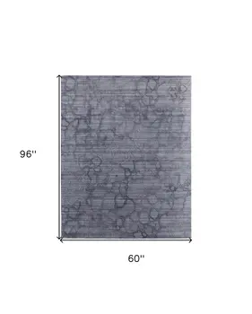 5' X 8' Gray and Blue Abstract Hand Woven Area Rug