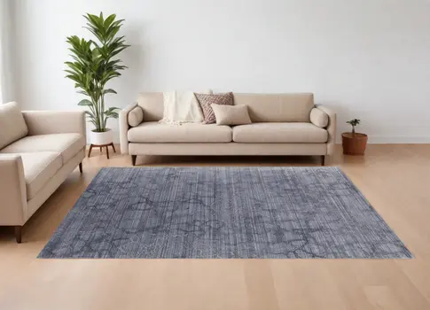 9' X 12' Gray and Blue Abstract Hand Woven Area Rug
