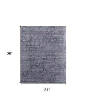 2' X 3' Gray and Blue Abstract Hand Woven Area Rug