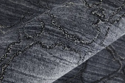 2' X 3' Gray and Blue Abstract Hand Woven Area Rug