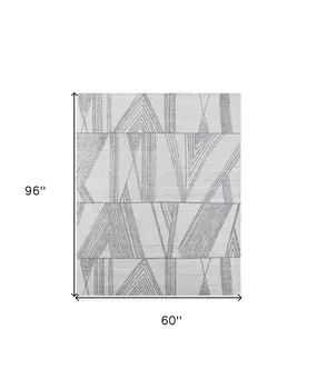 5' X 8' Black and Ivory Abstract Hand Woven Area Rug