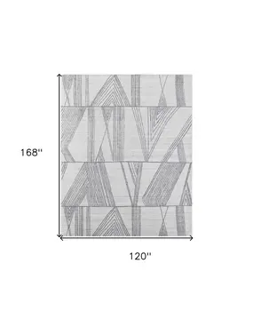 10' X 14' Black and Ivory Abstract Hand Woven Area Rug