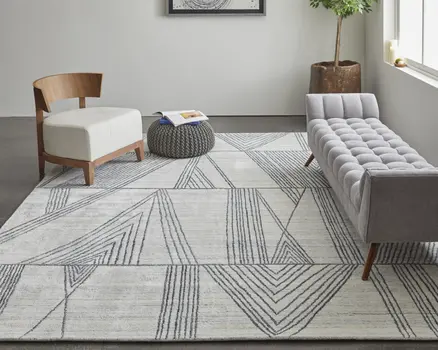 2' X 3' Black and Ivory Abstract Hand Woven Area Rug