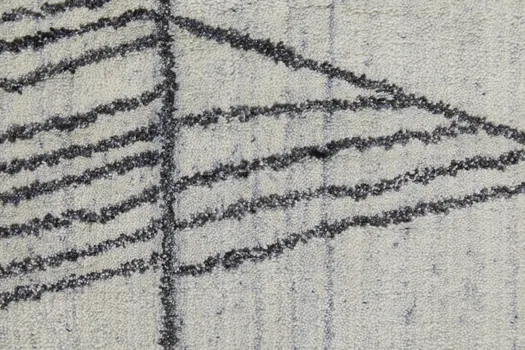 2' X 3' Black and Ivory Abstract Hand Woven Area Rug